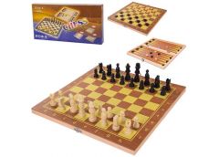 Шахи 3в1 в кор. дерев'яна дошка 25*13*3см. 621A (12) 