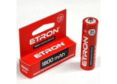 Акумулятор літієвий ETRON Li-Lon 18650, 3,7В 1800mAh (без захисту) блістер