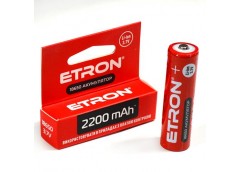 Акумулятор літієвий ETRON Li-Lon 18650, 3,7В 2200mAh (без захисту) блістер