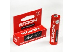 Акумулятор літієвий ETRON Li-Lon 18650, 3,7В 2500mAh (без захисту) блістер