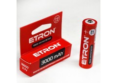 Акумулятор літієвий ETRON Li-Lon 18650, 3,7В 3000mAh (без захисту) блістер