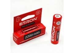 Акумулятор літієвий ETRON Li-Lon 18650, 3,7В 2200mAh (із захистом) блістер