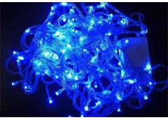 Герлянда 100 лам LED прозора, синій колір круглі лампочки RV-2 B (100)