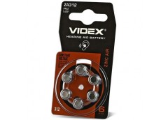 Бат. таб. Videx для слухов апаратів ZA312 (PR41) 1.45V повітряно цинкова 1х6 на бліст. (1/6/60)