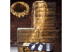 Гірлянда роса-пучок 400LED 20лін*2.0м. прозорий дріт. пульт д/к. 8реж теплий біл...