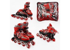 Ролики розcувні L(39-43) колеса PVC світло. в сумці. червоні 96056-L (6)