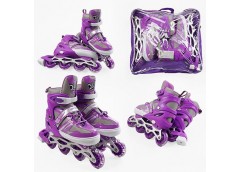 Ролики розcувні L(39-43) колеса PVC світло. в сумці. фіолетові 95614-L (6)
