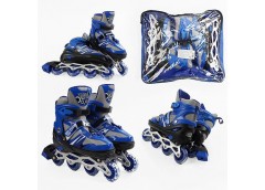 Ролики розcувні L(39-43) колеса PVC світло. в сумці. сині 93824-L (6)