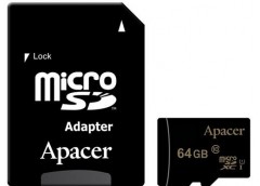 Карта пам'яті APACER microSDXC 64GB UHS-I U1+adapter AP64GMCSX10U