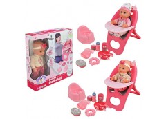 Пупс в кор. 2 види, мікс одягу, стільчик для год. аксес. 38*10*39см. 2535 (9/18)...