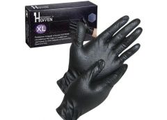 Рукавиці Медичні чорні нітрилові Hoffen Diamond Grip black терстуровані XL 8.5гр...