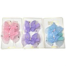 Заколка-затискач метелик за 2шт мікс кольор. 02450 (6компл)