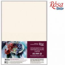 Папір для акварелі А-3 (30*42см)  200гр/м2. 10акр. дрібне зерно ROSA Studio 16921004  (...)