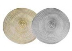 Серветка підкладка ПВХ 38см. кругла, золото/срібло CP9224