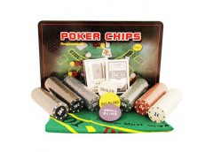 Покерний набор на 300 фішок в метал. короб + поле 62004