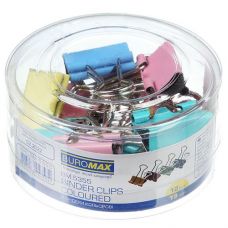 Біндери Buromax кольорові 19мм за 12шт. в тубі  BM.5355  (12)