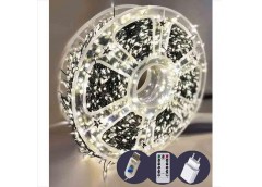 Гірлянда роса-мішура 1500LED 50.0м. зелений дріт. пульт д/к. 8реж. білий колір U...