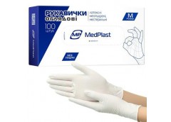 Рукавиці Медичні сині Medplast латексні неопудрені M (50пар/500)