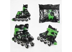 Ролики розcувні L(39-43) колеса PVC світло. в сумці. зелені 40078-L (6)