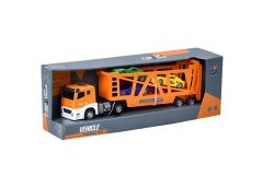 Трейлер в кор. на бат. інерц. машинки 3шт. 7см. гумові колеса. звук. світло B-00...