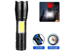 Ліхтарик в кор. акум. microUSB. zoom (white+red) C609-T6(Red)+COB(White) (1)