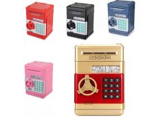 Скарбничка-сейф в кор. на бат. затягує купюри. звук. світло 15*21*15см. мікс. ко...