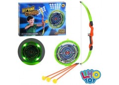 Лук в кор. на бат. 56см. стріли-присоски 3шт. 41см. мішень. світло 37*26*5см. MR...