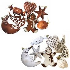 Набір іграшків новорічних 8шт (пряник,зірочка,місяць,цукерка,горіх,серце,фігурка)