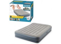 Велюр матрац сірий 152*203*30см. в кор. вбудований електронасос INTEX 64118 (2)