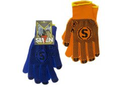 Рукавиці  нейлон утеплені з ПВХ крапкою 12 шт. упак. сині/помаранчеві Seven 6912...
