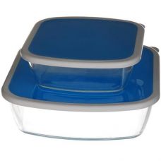 Набір судочків 2шт. 1.0/2.6л. термоскло квадратних з кришкою 1085 А-Плюс (6)