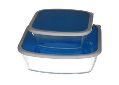 Набір судочків 2шт. 1.0/2.6л. термоскло квадратних з кришкою 1085 А-Плюс (6)