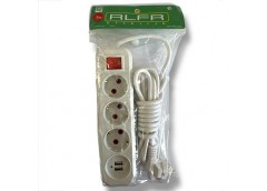 Подовжувач  3.0м. 3 гнізда + 2шт. USB-порти 303 OSM (60)