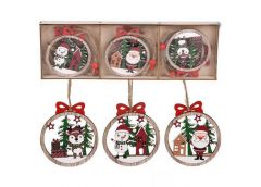 Новорічна фігура-підвіска Wooden, 6см. 6шт/упак (ціна за упак) R33808 (1)