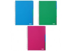 Канц.книга BRIGHT A4 120арк пласт. обкл клітинка на спір. з розділ. BUROMAX BM 2...