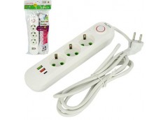 Подовжувач  3.0м. 3 гнізда з вимикачем та 2 USB + 1 TYPE-C  (250В,10А)495  A03US...