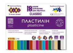 Пластилін Zibi Kids Line СLassic 18 кол. 360  г. ZB 6235 (1/14)
