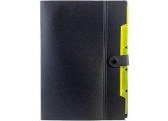 Папка Optima А4 на 6 відділень, на кнопці, з розширенням, чорна з лимонним O3554...