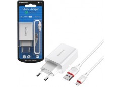Зарядне BOROFONE 2.1а, QC3.0, кабель (Micro USB) white BA21AMW (1)