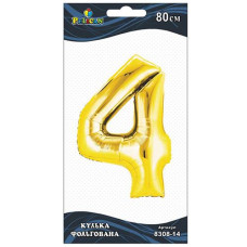 Кулька фольгована "4" Золото 80см. Pelican 830814 (20)