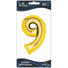 Кулька фольгована "9" Золото 80см. Pelican 830819 (20)