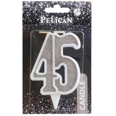 Свічка для торта "Ювілейна 45" Срібло 7см. Pelican 867245 (1/32)