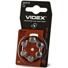 Бат. таб. Videx для слухов апаратів ZA312 (PR41) 1.45V повітряно цинкова 1х6 на бліст. (1/6/60)