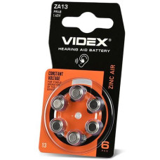 Бат. таб. Videx для слухов апаратів ZA13 (PR48) 1.45V повітряно цинкова 1х6 на бліст. (1/6/60)