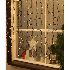 Гірлянда зовнішня штора 150LED 3,0*1,0м. чорний дріт КАУЧУК 3.3мм. теплий білий колір 1457-07 (10)