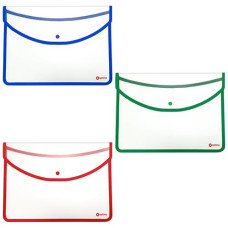Папка-конверт А4+, прозора на кнопці, 500мкм. Optima O35253/35254/35255 (1/30)