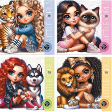 Розмальовка "Little Girls" 8арк. скоба  20*20см. Р091 Мандарін (20)