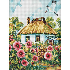 Алмазна мозаїка 30*40см. "Мальви біля хати" AMO8266 (1)