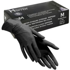 Рукавиці Медичні нітрилові чорні Hoffen black M 5,0гр (50/500)