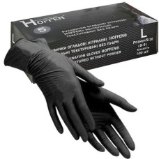 Рукавиці Медичні нітрилові чорні Hoffen black L 5,0гр (50/500)